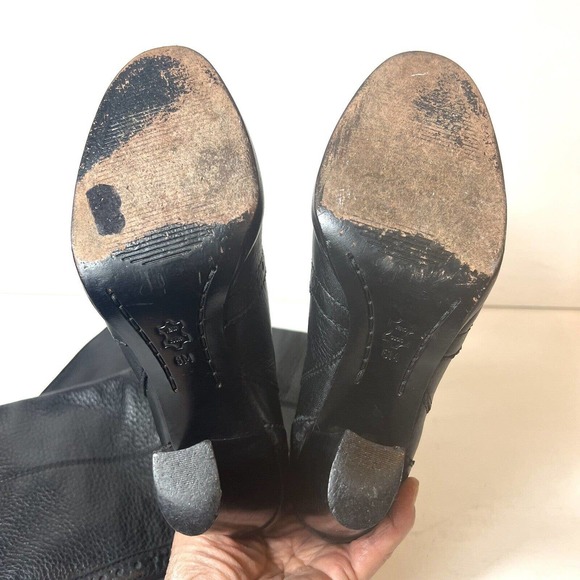 Michael Kors Black Pebbled Leather Wingtip Knee High Boots Shoes Women's Size 6M - Picture 10 of 12